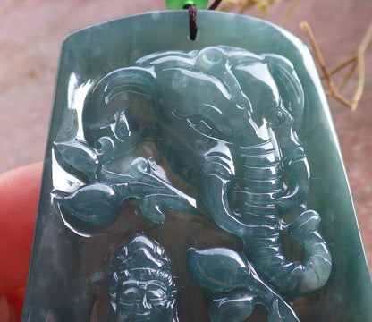 Certified Icy Green Burma 100% Natural A Jade jadeite Pendant Guanyin Kwan Yin Elephant Lotus Flower Necklace 观音 651056 TN