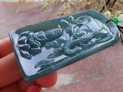 Certified Icy Green Burma 100% Natural A Jade jadeite Pendant Guanyin Kwan Yin Elephant Lotus Flower Necklace 观音 651056 TN