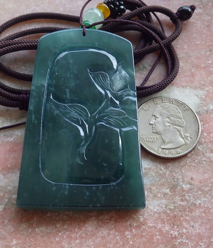 Certified Icy Green Burma 100% Natural A Jade jadeite Pendant Guanyin Kwan Yin Elephant Lotus Flower Necklace 观音 651056 TN