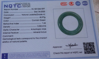 Certified Green Burma 100% Natural A Jade jadeite Pendant Circle Necklace 平安扣 651066 TN