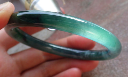 Certified Icy Green Burma 100% Natural A JADE Jadeite Circle Bangle Bracelet 56 mm 手镯 651072 TN