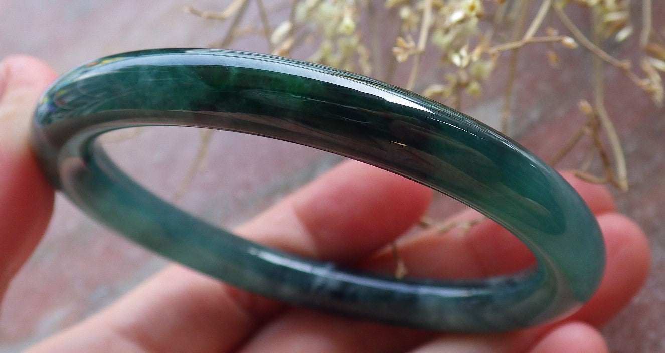 Certified Icy Green Burma 100% Natural A JADE Jadeite Circle Bangle Bracelet 56 mm 手镯 651072 TN