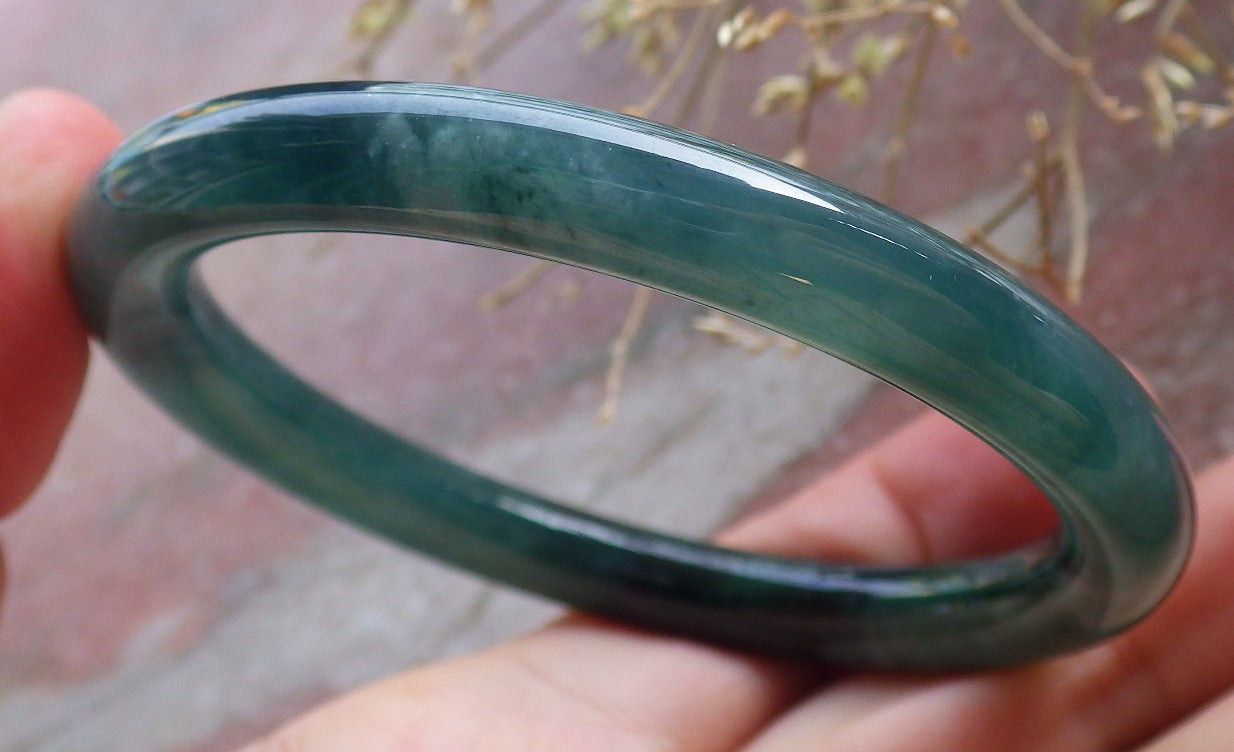 Certified Icy Green Burma 100% Natural A JADE Jadeite Circle Bangle Bracelet 56 mm 手镯 651072 TN