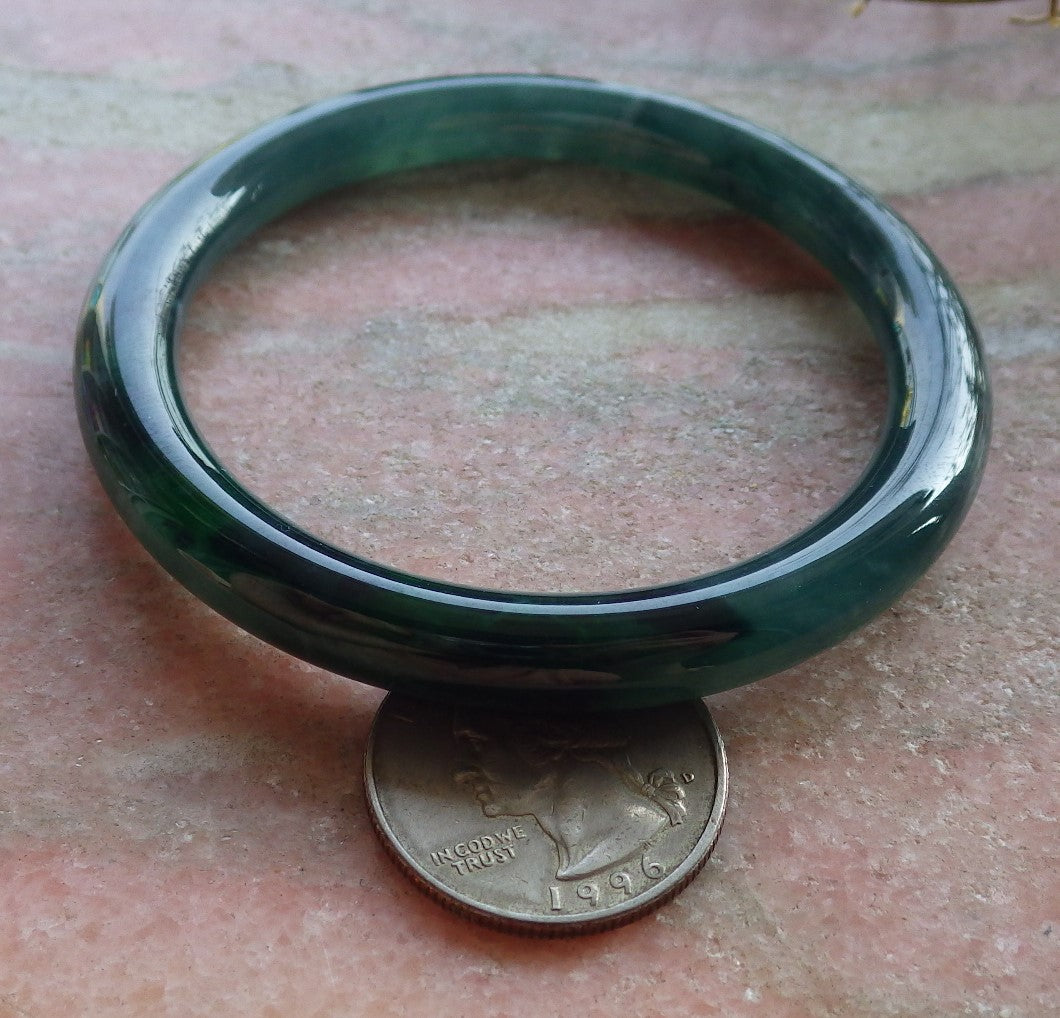 Certified Icy Green Burma 100% Natural A JADE Jadeite Circle Bangle Bracelet 56 mm 手镯 651072 TN