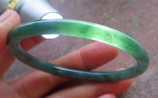 Certified Green Burma 100% Natural A JADE Jadeite Circle Bangle Bracelet 56 mm 手镯 651095 TN