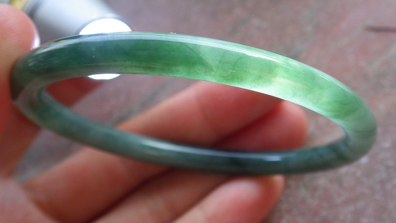 Certified Green Burma 100% Natural A JADE Jadeite Circle Bangle Bracelet 56 mm 手镯 651095 TN