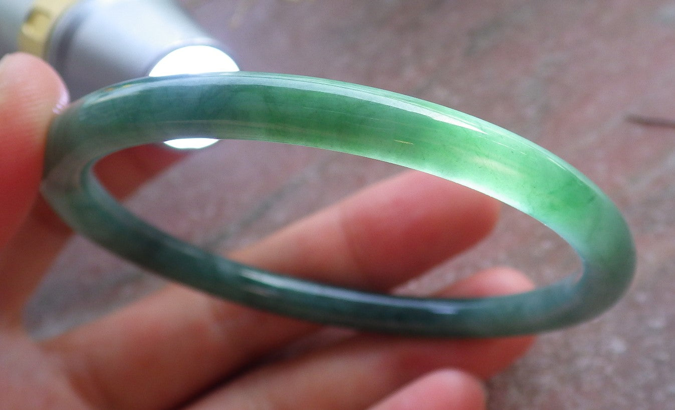 Certified Green Burma 100% Natural A JADE Jadeite Circle Bangle Bracelet 56 mm 手镯 651095 TN