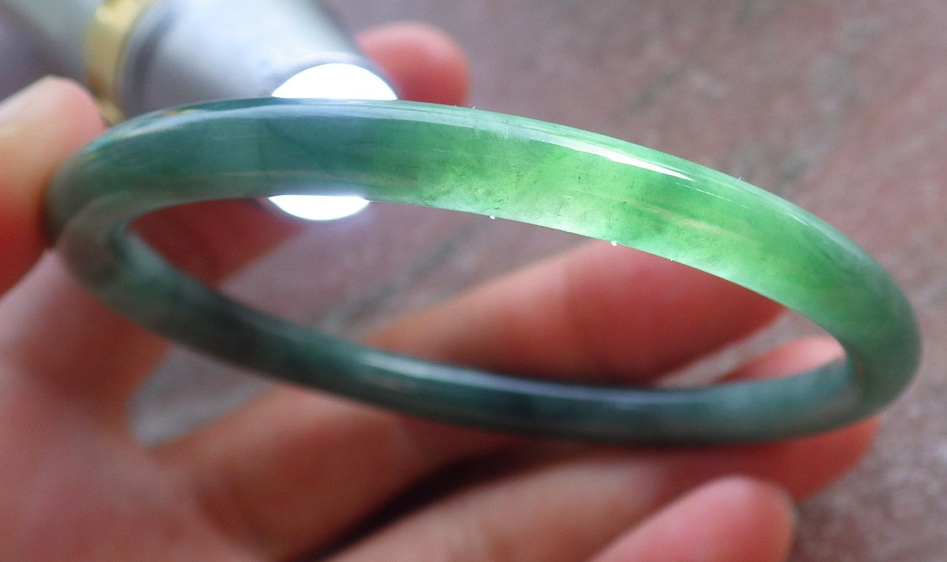 Certified Green Burma 100% Natural A JADE Jadeite Circle Bangle Bracelet 56 mm 手镯 651095 TN