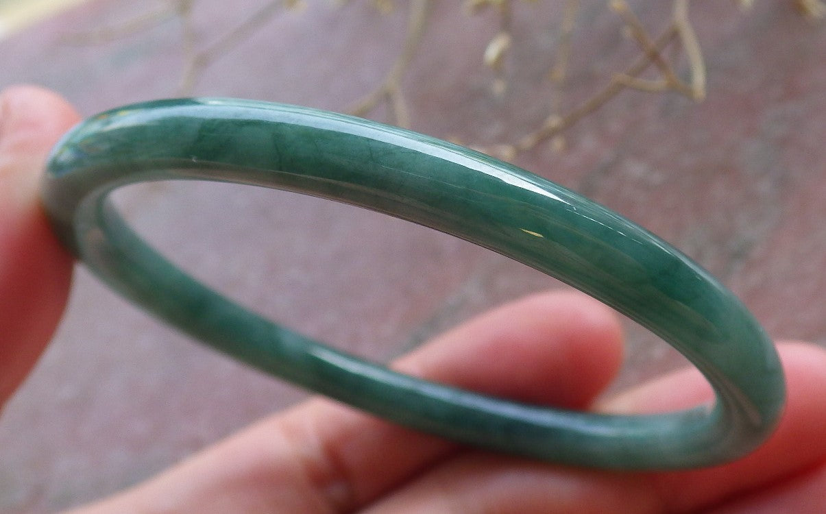 Certified Green Burma 100% Natural A JADE Jadeite Circle Bangle Bracelet 56 mm 手镯 651095 TN