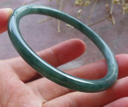 Certified Green Burma 100% Natural A JADE Jadeite Circle Bangle Bracelet 56 mm 手镯 651095 TN