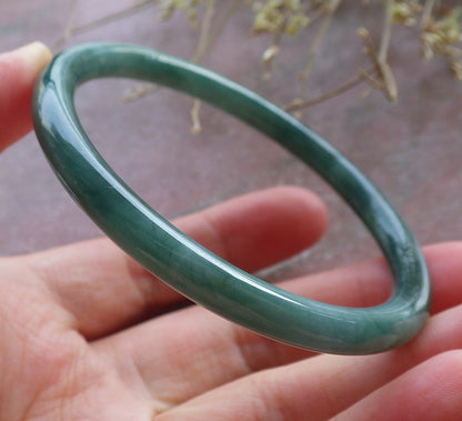 Certified Green Burma 100% Natural A JADE Jadeite Circle Bangle Bracelet 56 mm 手镯 651095 TN