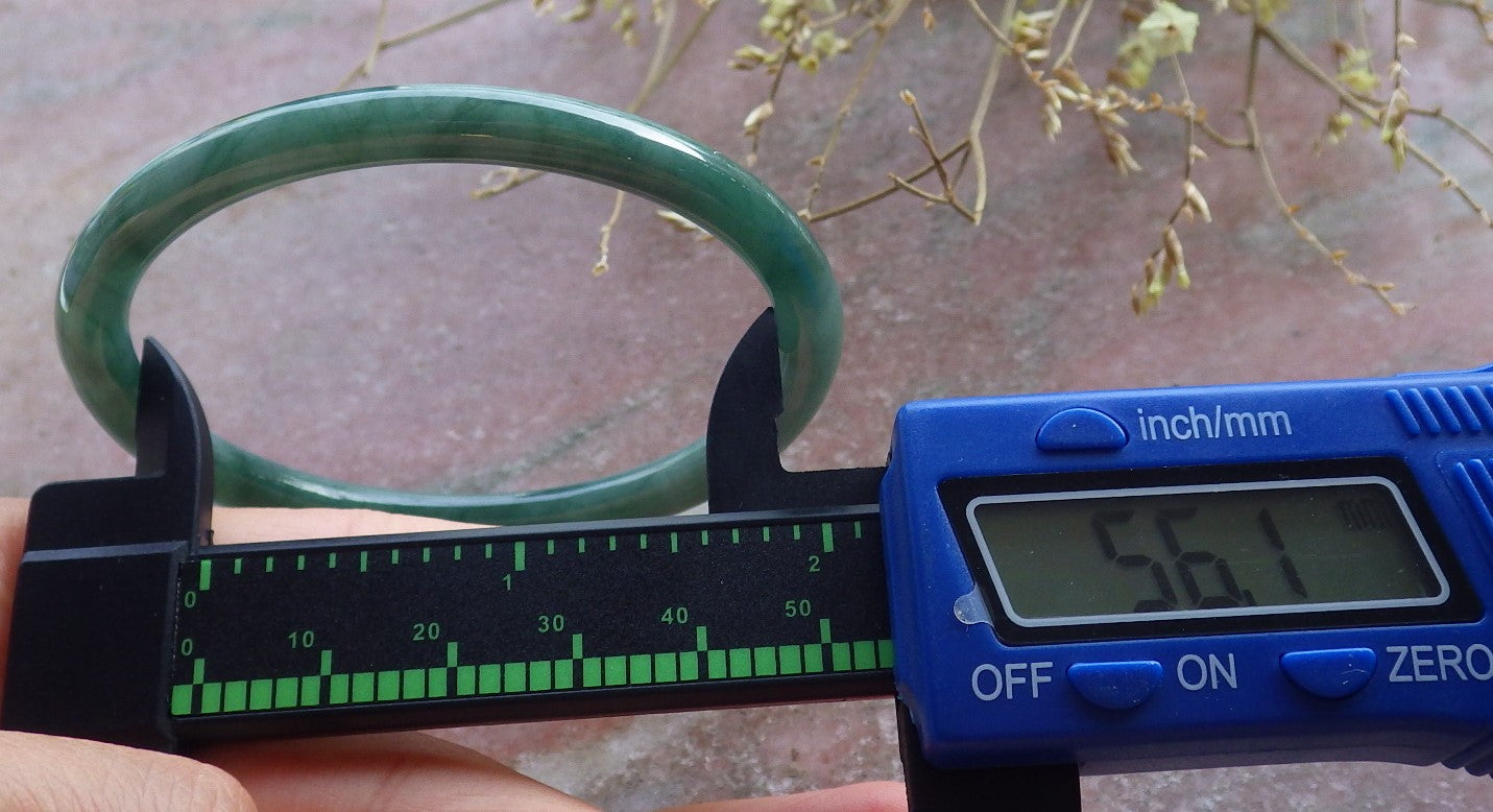 Certified Green Burma 100% Natural A JADE Jadeite Circle Bangle Bracelet 56 mm 手镯 651095 TN