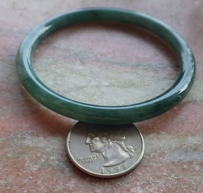 Certified Green Burma 100% Natural A JADE Jadeite Circle Bangle Bracelet 56 mm 手镯 651095 TN