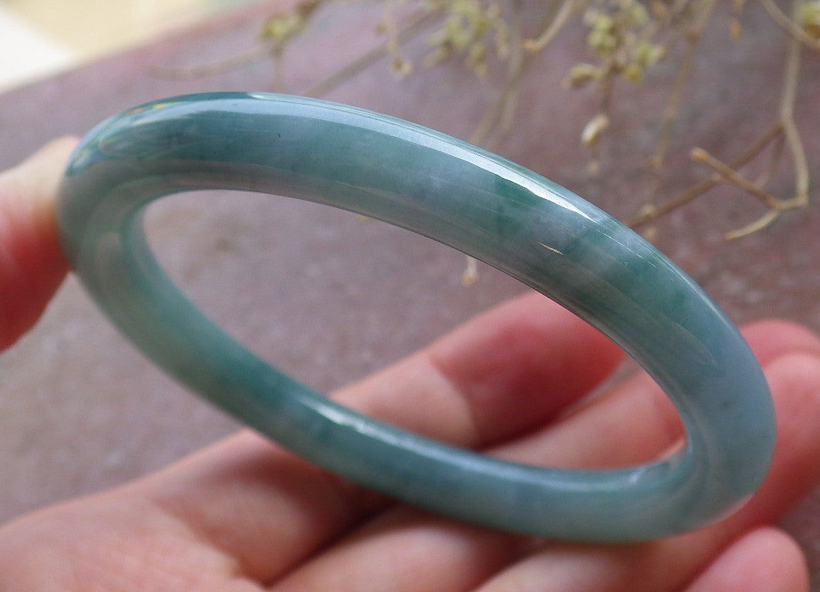 Certified Icy Green Burma 100% Natural A JADE Jadeite Circle Bangle Bracelet 53 mm 手镯 651120 TN