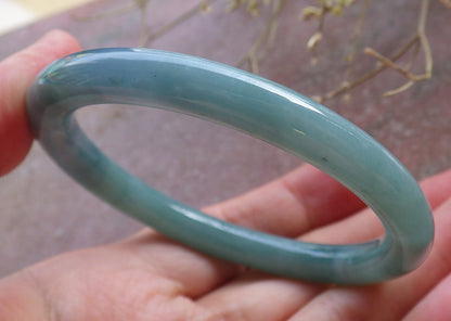 Certified Icy Green Burma 100% Natural A JADE Jadeite Circle Bangle Bracelet 53 mm 手镯 651120 TN