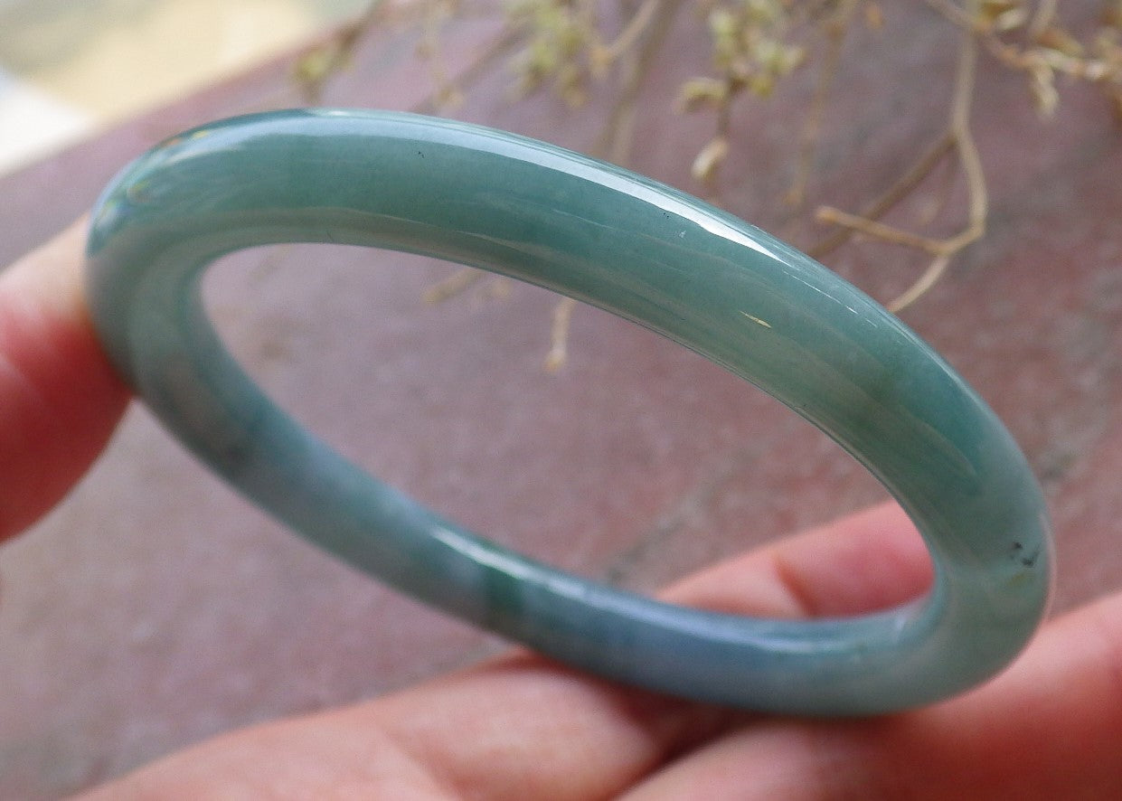 Certified Icy Green Burma 100% Natural A JADE Jadeite Circle Bangle Bracelet 53 mm 手镯 651120 TN