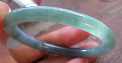 Certified Icy Green Burma 100% Natural A JADE Jadeite Circle Bangle Bracelet 53 mm 手镯 651120 TN