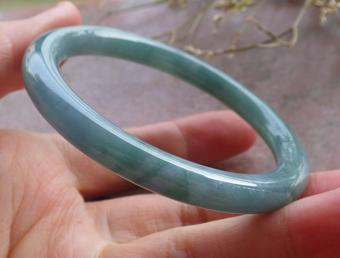 Certified Icy Green Burma 100% Natural A JADE Jadeite Circle Bangle Bracelet 53 mm 手镯 651120 TN
