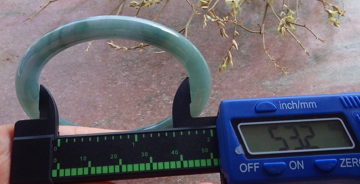 Certified Icy Green Burma 100% Natural A JADE Jadeite Circle Bangle Bracelet 53 mm 手镯 651120 TN