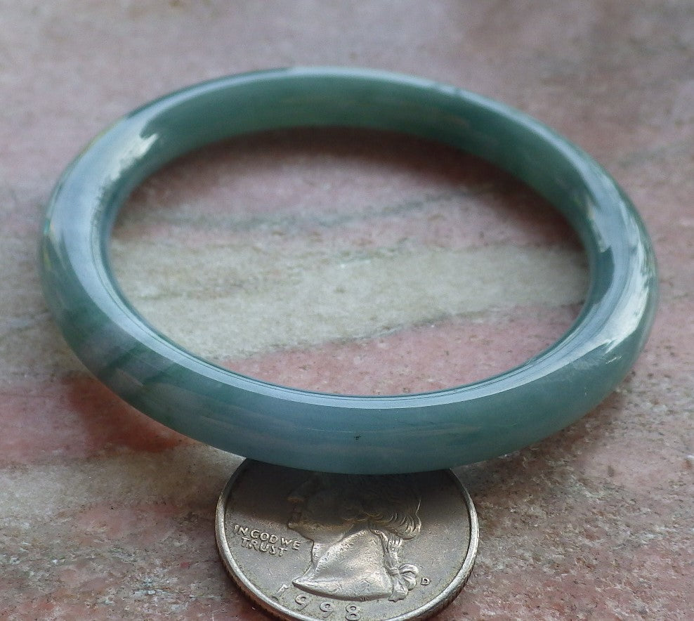 Certified Icy Green Burma 100% Natural A JADE Jadeite Circle Bangle Bracelet 53 mm 手镯 651120 TN