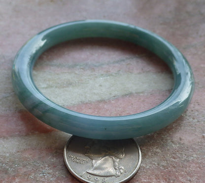 Certified Icy Green Burma 100% Natural A JADE Jadeite Circle Bangle Bracelet 53 mm 手镯 651120 TN