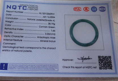 Certified Icy Green Burma 100% Natural A JADE Jadeite Circle Bangle Bracelet 53 mm 手镯 651120 TN