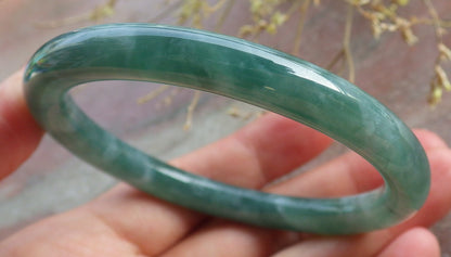 Certified Icy Green Burma 100% Natural A JADE Jadeite Circle Bangle Bracelet 57 mm 手镯 651140 TN