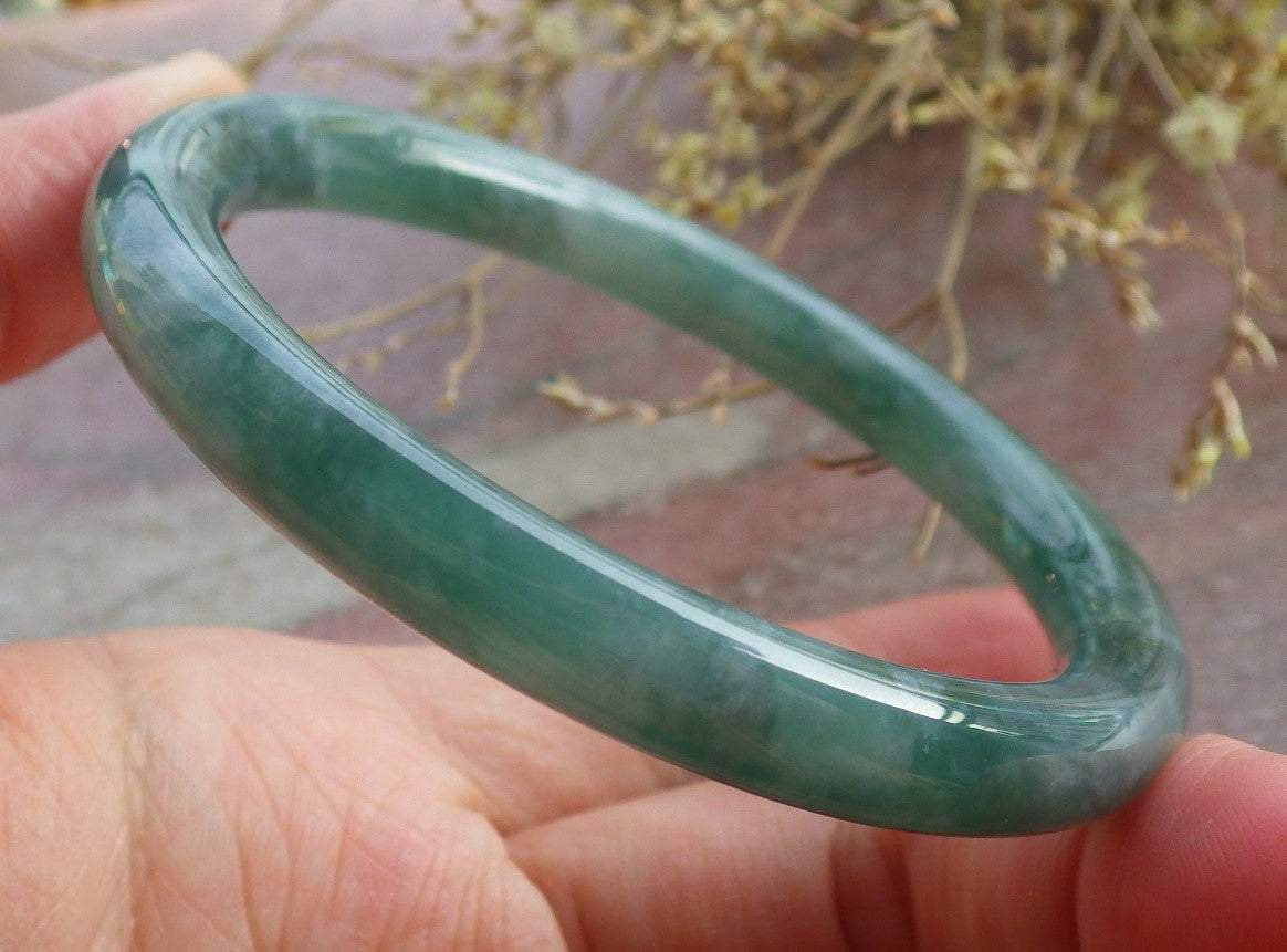 Certified Icy Green Burma 100% Natural A JADE Jadeite Circle Bangle Bracelet 57 mm 手镯 651140 TN