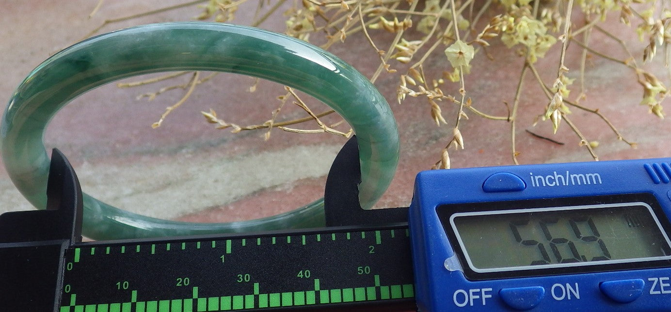 Certified Icy Green Burma 100% Natural A JADE Jadeite Circle Bangle Bracelet 57 mm 手镯 651140 TN