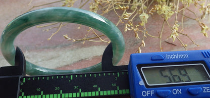 Certified Icy Green Burma 100% Natural A JADE Jadeite Circle Bangle Bracelet 57 mm 手镯 651140 TN