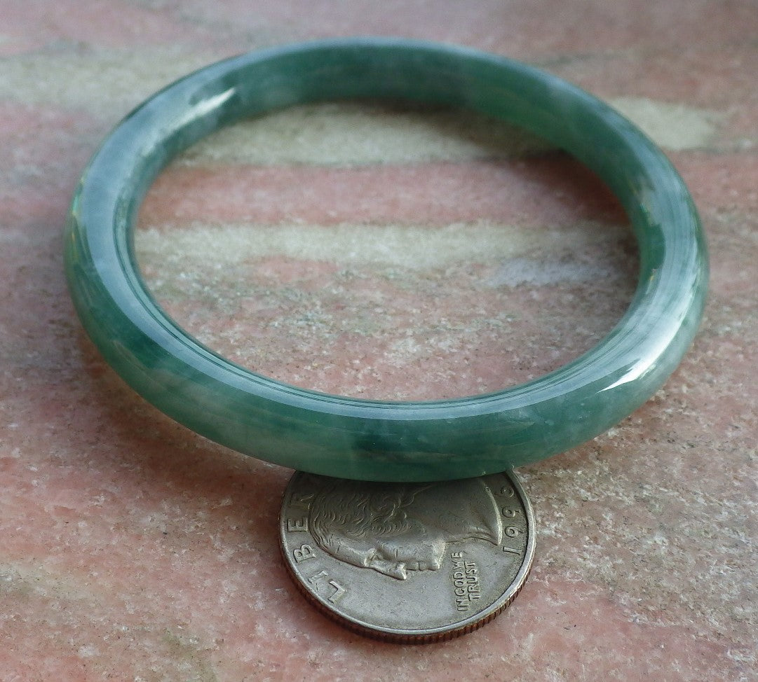 Certified Icy Green Burma 100% Natural A JADE Jadeite Circle Bangle Bracelet 57 mm 手镯 651140 TN