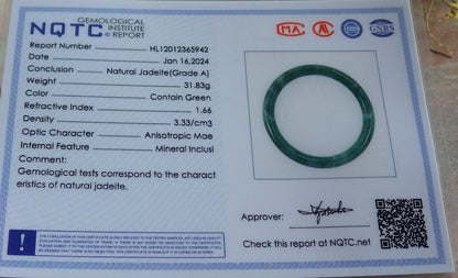 Certified Icy Green Burma 100% Natural A JADE Jadeite Circle Bangle Bracelet 57 mm 手镯 651140 TN