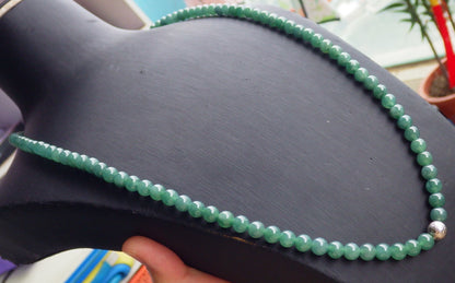 Certified Icy Green Burma 100% Natural A JADE Jadeite Bead Beads Necklace 27 inches 项链 651193 TN