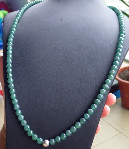Certified Icy Green Burma 100% Natural A JADE Jadeite Bead Beads Necklace 27 inches 项链 651193 TN