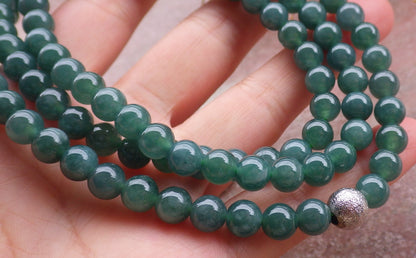 Certified Icy Green Burma 100% Natural A JADE Jadeite Bead Beads Necklace 27 inches 项链 651193 TN