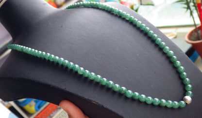 Certified Icy Green Burma 100% Natural A JADE Jadeite Bead Beads Necklace 27 inches 项链 651203 TN