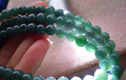 Certified Icy Green Burma 100% Natural A JADE Jadeite Bead Beads Necklace 27 inches 项链 651203 TN