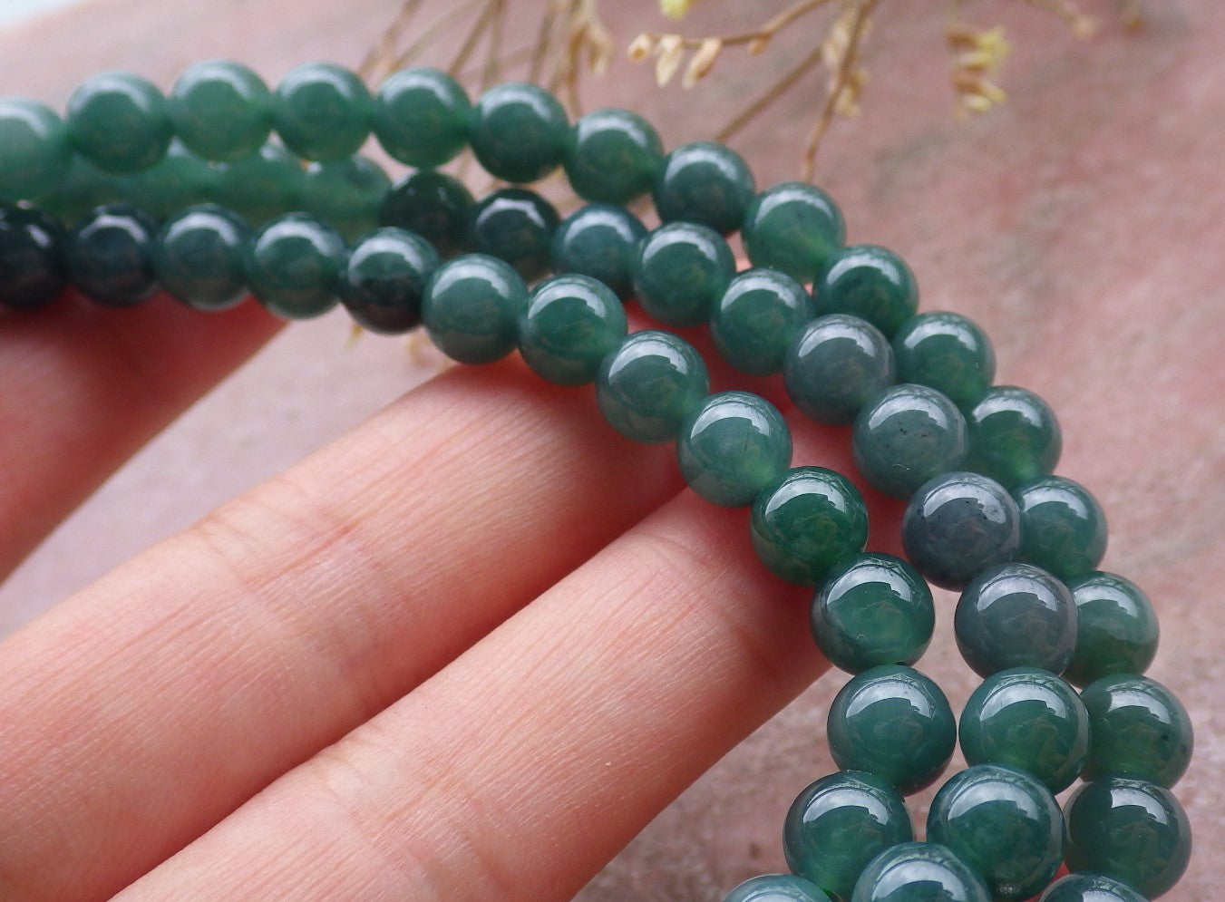 Certified Icy Green Burma 100% Natural A JADE Jadeite Bead Beads Necklace 27 inches 项链 651203 TN