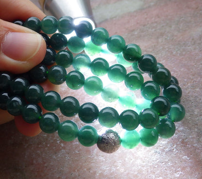 Certified Icy Green Burma 100% Natural A JADE Jadeite Bead Beads Necklace 27 inches 项链 651228 TN