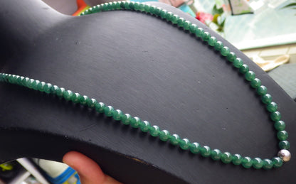 Certified Icy Green Burma 100% Natural A JADE Jadeite Bead Beads Necklace 27 inches 项链 651228 TN