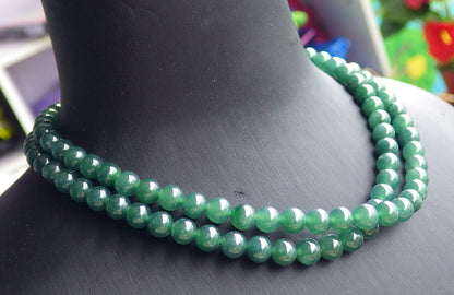 Certified Icy Green Burma 100% Natural A JADE Jadeite Bead Beads Necklace 27 inches 项链 651228 TN