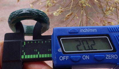 Certified Icy Green Burma 100% Natural A JADE Jadeite Dragon RING USA. 10.25 戒指 651283 TN