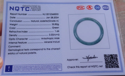 Certified Green Burma 100% Natural A JADE Jadeite Bangle Bracelet 57 mm 手镯 651319 TN