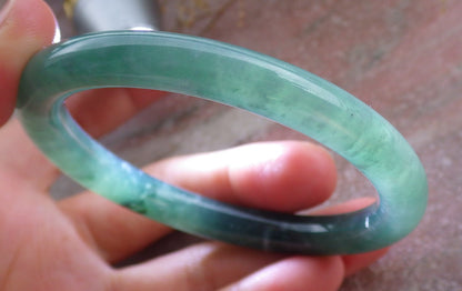 Certified Icy Green Burma 100% Natural A JADE Jadeite Circle Bangle Bracelet 56 mm 手镯 651329 TN