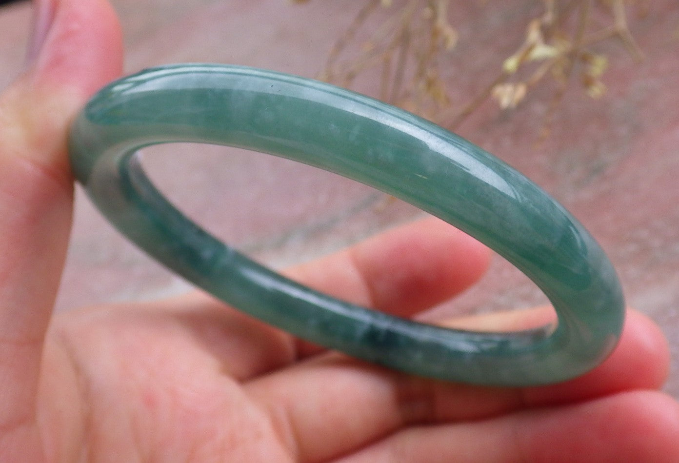 Certified Icy Green Burma 100% Natural A JADE Jadeite Circle Bangle Bracelet 56 mm 手镯 651329 TN
