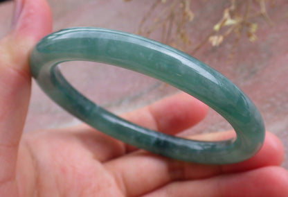 Certified Icy Green Burma 100% Natural A JADE Jadeite Circle Bangle Bracelet 56 mm 手镯 651329 TN