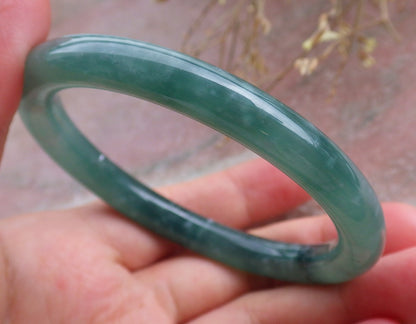 Certified Icy Green Burma 100% Natural A JADE Jadeite Circle Bangle Bracelet 56 mm 手镯 651329 TN