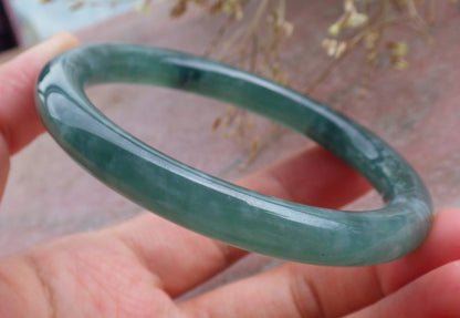 Certified Icy Green Burma 100% Natural A JADE Jadeite Circle Bangle Bracelet 56 mm 手镯 651329 TN