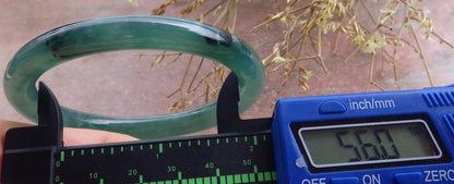 Certified Icy Green Burma 100% Natural A JADE Jadeite Circle Bangle Bracelet 56 mm 手镯 651329 TN