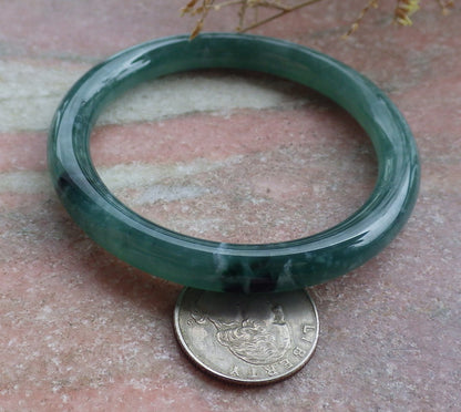 Certified Icy Green Burma 100% Natural A JADE Jadeite Circle Bangle Bracelet 56 mm 手镯 651329 TN